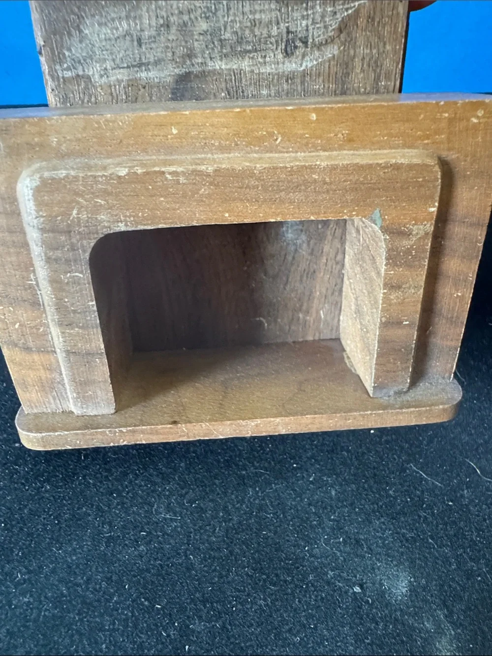 Vintage Miniature Wood Dollhouse Fireplace and Floor Radio